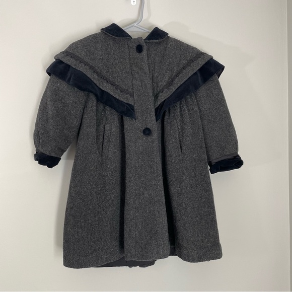 Girls Rothschild DRESS COAT MUFF Size 5 gray black Trim Lined - Picture 1 of 7